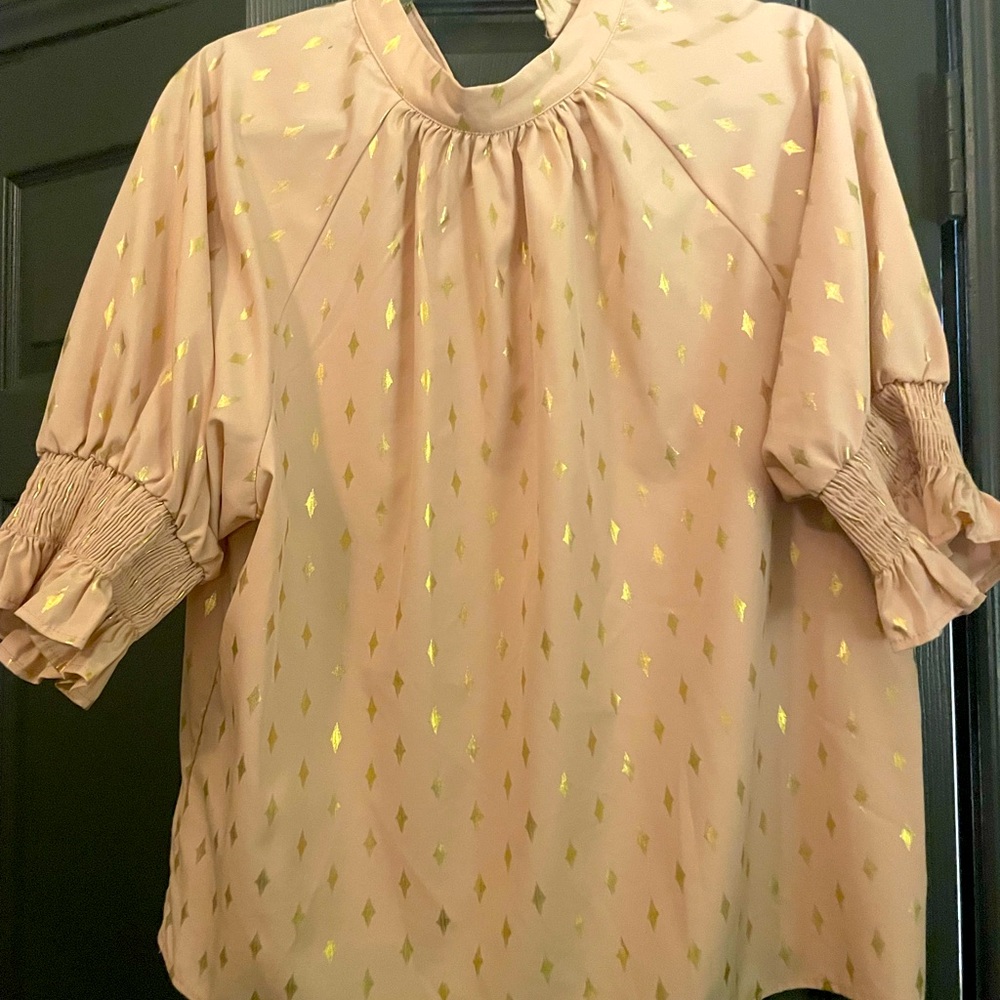 Blush pink and gold blouse